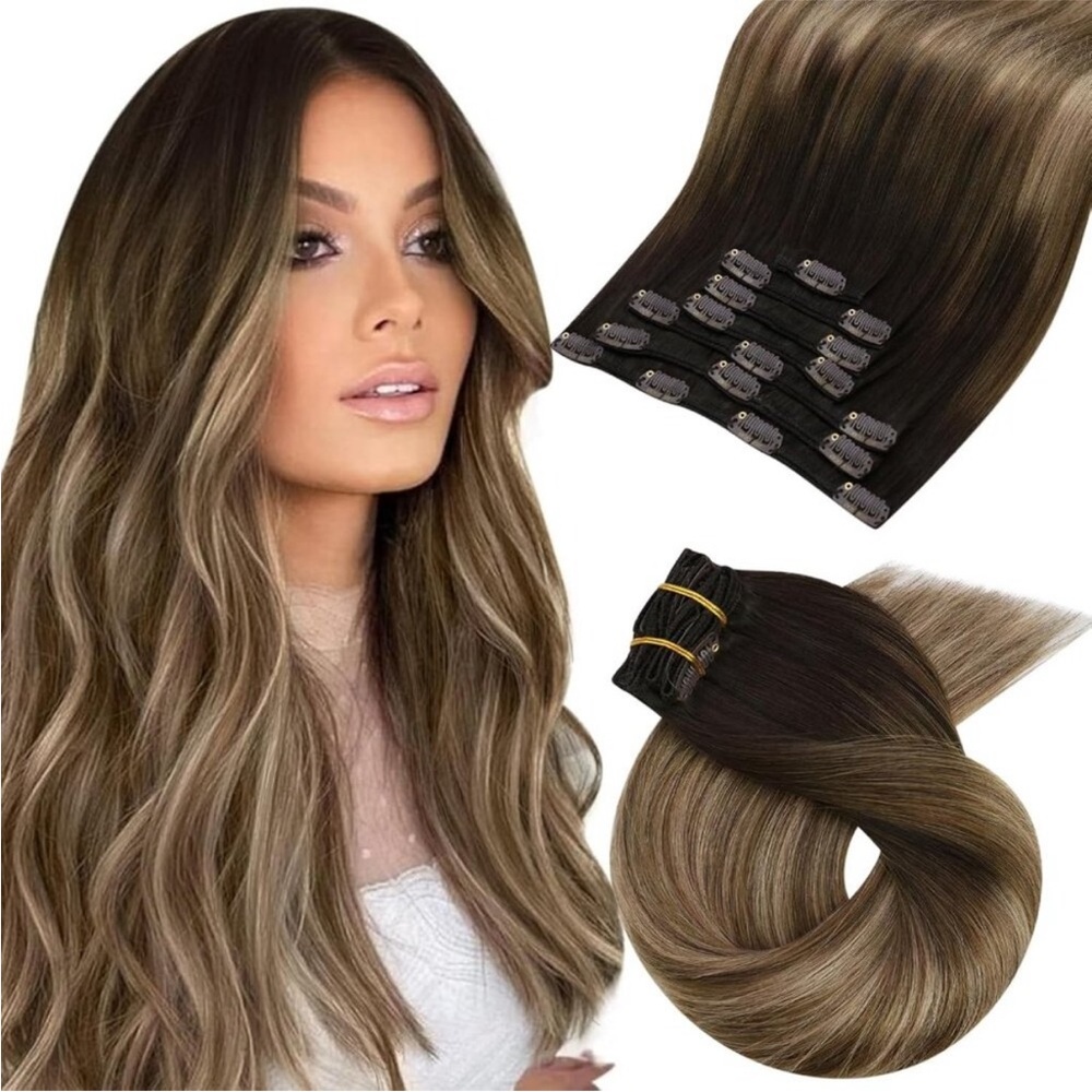 Clip in Hair Extensions Real Human Hair Balayage Human Hair Clip ins NEW